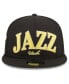 Фото #3 товара Men's Black Utah Jazz Golden Tall Text 9FIFTY Snapback Hat