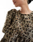 Ghospell asymmetric ruched top in leopard print Леопардовый, XS - EU 34 - фото #4