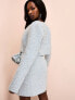 ASOS LUXE boucle cropped blazer with corsage details in blue