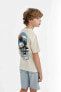 Фото #1 товара Детская футболка defacto Regular Fit с коротким рукавом с принтом велосипедного воротника