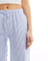 Фото #4 товара Stradivarius STR linen look pull on trouser in blue stripe