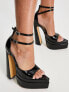 Фото #5 товара Ego Marshall double platform sandals with ankle strap in black