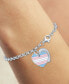 ფოტო #4 პროდუქტის Diamond Accent & Rainbow Enamel Pride Double Heart Charm Bracelet in Sterling Silver