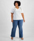 Plus Size Cotton V-Neck Embellished T-Shirt, Created for Macy's