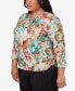 Plus Size Classic Earth Floral Crew Neck Top Разноцветный, 2X - фото #4