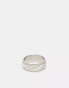 Фото #1 товара ASOS DESIGN waterproof stainless steel band ring with horizontal embossed design in silver tone