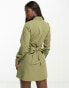 Фото #2 товара In The Style wrap detail mini shirt dress in khaki