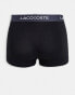 Lacoste 3 pack trunks contrast waistband in black Черный, M - фото #2