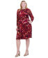 ფოტო #3 პროდუქტის Plus Size Printed Ruched-Waist Midi Dress