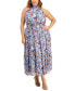 ფოტო #1 პროდუქტის Plus Size Halter-Neck Sleeveless Chiffon Maxi Dress