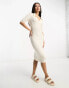 Фото #1 товара Vero Moda ribbed t-shirt midi dress in cream