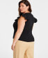 Фото #2 товара Trendy Plus Size Crewneck Flutter-Sleeve Top, Created for Macy's