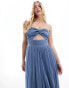 Фото #4 товара Anaya bandeau tulle midi dress with cut out detail in blue