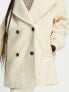 ASOS DESIGN smart double breasted pea coat in off white