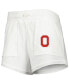 ფოტო #5 პროდუქტის Women's White Ohio State Buckeyes Sunray Notch Neck Long Sleeve T-shirt and Shorts Set