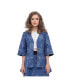 ფოტო #1 პროდუქტის Women's Hi-Lo Handkerchief Hem Printed Stretch Denim Top