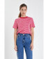 ფოტო #2 პროდუქტის Women's Contrast Rib Stripe T-shirt