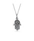 Amulet Talisman Filigree Hamsa Hand Of God Star Of David Pendant Necklace For Women For Teen Black Oxidized .925 Sterling Silver