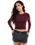 Фото #2 товара Stradivarius STR sculpt long sleeve t-shirt in burgundy