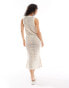 JDY open crochet midi tank dress in stone