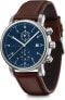 Фото #4 товара WENGER Herren Armbanduhr mit Chronograph Ø 42mm, Swiss Made, Analog Quarz, Wasserdicht bis 100m, Leder-Armband