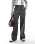 Фото #1 товара Mango elasticated pinstripe tie front trousers in grey