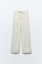Striped linen blend wide-leg trousers