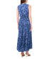 Women's Tie-Neck Smocked-Waist Tiered Maxi Dress