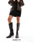 Public Desire Wide Fit Apollop western knee boots in brown croc