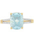 ფოტო #3 პროდუქტის Aquamarine (3 ct. t.w.) & Diamond (1/10 ct. t.w.) Split Shank Ring in 14k Gold