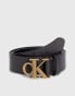 Calvin Klein Jeans Leather Logo Belt in Bitter Brown