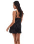 Фото #3 товара Vero Moda Petite low back satin mini dress in black