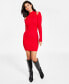 Фото #1 товара Women's Cutout-Shoulder Ribbed Mini Sweater Dress, Created for Macy's