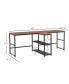 Фото #2 товара 83'' Two Person Desk w/ Storage Shelves, Double Computer Table Walnut