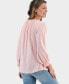 Фото #2 товара Women's Split Neck Ruffle Trim Long-Sleeve Knit Top, Created for Macy's