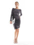 Object ruched jersey bodycon mini dress with square neck in grey