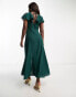 Фото #2 товара ASOS DESIGN flutter sleeve midi tea dress with buttons in bottle green