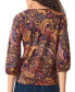 Petite Paisley-Print 3/4-Sleeve Top