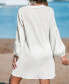 Women's Front Button Blouson Sleeve Cover-Up
