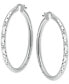 Фото #3 товара Textured Medium Hoop Earrings in Sterling Silver, 30mm, Created for Macy's