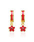 Фото #2 товара 14k Yellow Gold Plated Red Enamel Dangle Flower Earrings for Toddler/Kids