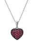 Фото #1 товара Lab Grown Ruby Heart Cluster 18" Pendant Necklace (7/8 ct. t.w.) in Sterling Silver