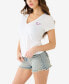 ფოტო #3 პროდუქტის Women's Shorts Sleeve Ombre Crystal Horseshoe V-neck T-shirt