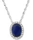 Фото #1 товара Macy's sapphire (7/8 ct. t.w.) & Diamond (1/20 ct. t.w.) Oval Halo Pendant Necklace in 14k White Gold, 16" + 2" extender