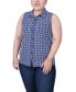 Фото #1 товара Plus Size Sleeveless Notch Collar Button Front Blouse