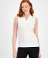 ფოტო #5 პროდუქტის Women's Sleeveless Pleated V-Neck Shell Top