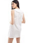 ASOS DESIGN cotton poplin frill collar mini dress in ivory