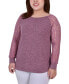 ფოტო #1 პროდუქტის Plus Size Long Lace Sleeve Top