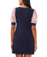 ფოტო #4 პროდუქტის Petite Round-Neck Paisley-Sleeve Combo Dress