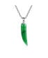 ფოტო #1 პროდუქტის Tooth Amulet Genuine Green Jade Gemstone Italian Horn Pendant Necklace For Women s Men .925 Sterling Silver
